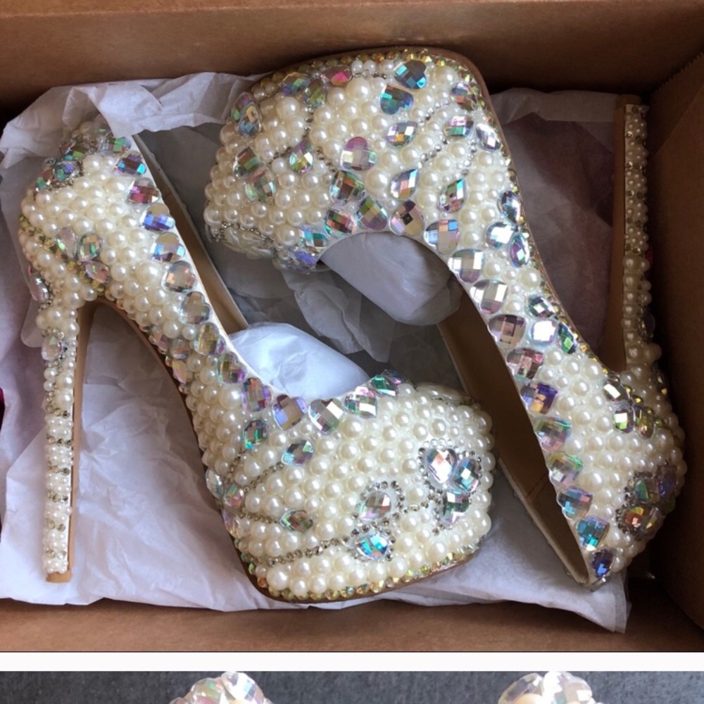 Pearl and Rhinestone encrusted Pumps